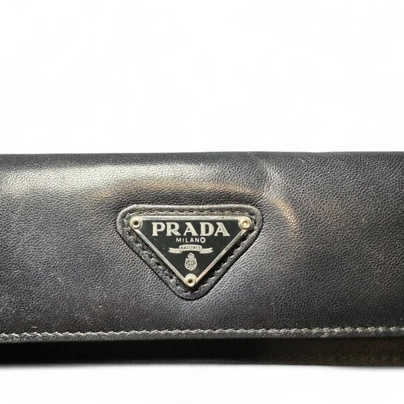 PRADA Saffiano Leather and Nylon Tri-Fold Wallet - Black - Picture 4 of 15